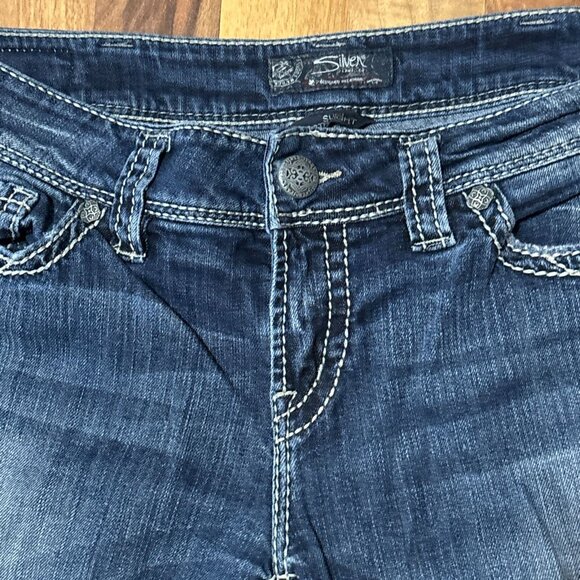 Silver Jeans Suki Mid Rise Straight Leg Denim Pant Distressed Medium Wash 32" - Picture 5 of 13